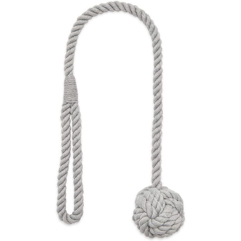 2-Pack Light Grey Cotton Window Curtain Tiebacks Tie Back, 20" Holdbacks Rope for Drapes