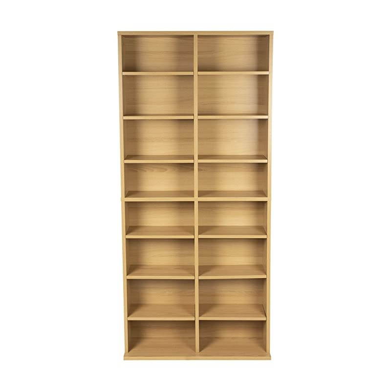 Oskar Adjustable Media Cabinet - Holds 464 CDs, 228 DVDs or 276 Blu-Rays, 12 Adjustable and 4 Fixed Shelves PN38435720 in Maple