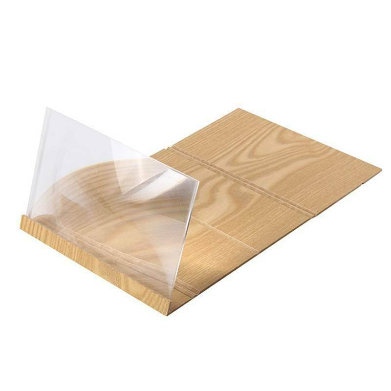 12" 3D Phone Screen Magnifier Mobile Stereoscopic Amplifier Stand Wood Desktop Universal Foldable Portable Phone Bracket Enlarge Holder (Coffee)