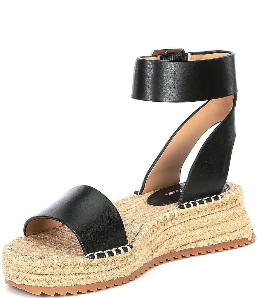 Antonio Melani Fosterr Leather Ankle Strap Espadrille Wedges