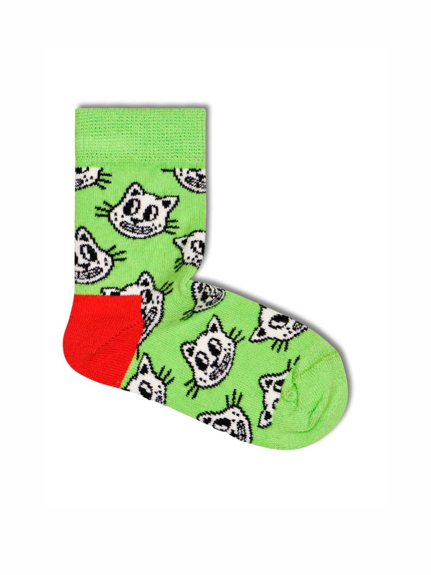 Happy Socks Kids Cat Green Cotton Printed Socks (4-6Y)