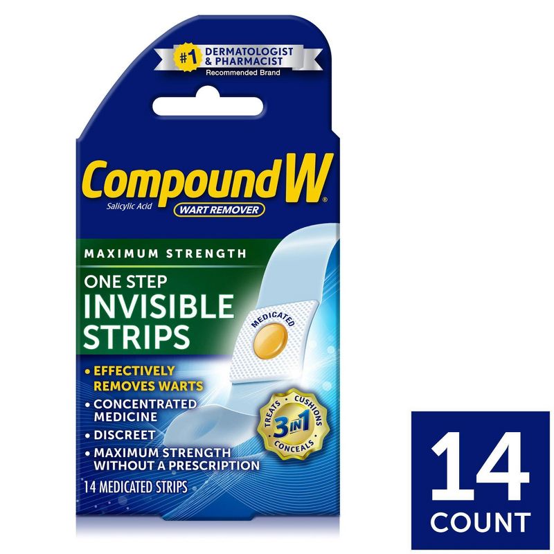 Compound W Maximum Strength One Step Invisible Wart Remover Strips - 14 ct