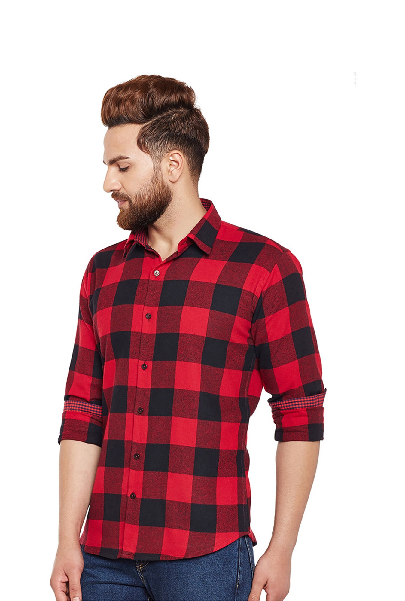 Hancock Red Slim Fit Check Shirt