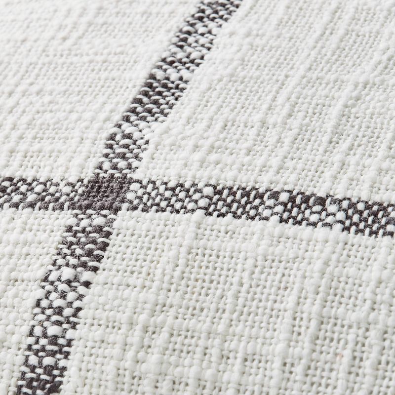 24" x 24" Woven Slub Checkered Throw Pillow with Tassels Gray/Sour Cream - Hearth & Hand™ with Magnolia