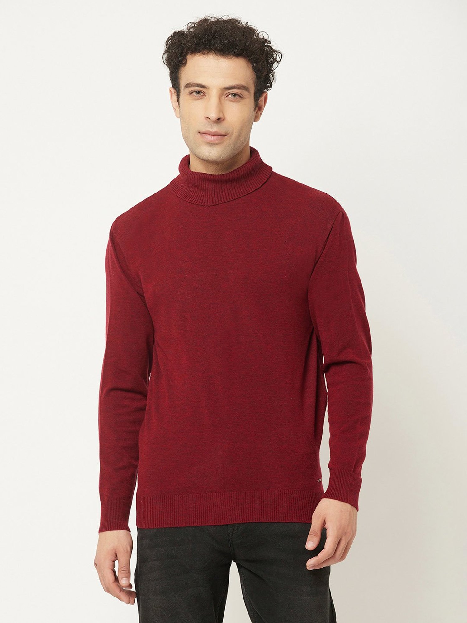 Crimsoune Club Maroon Regular Fit High Neck Sweater