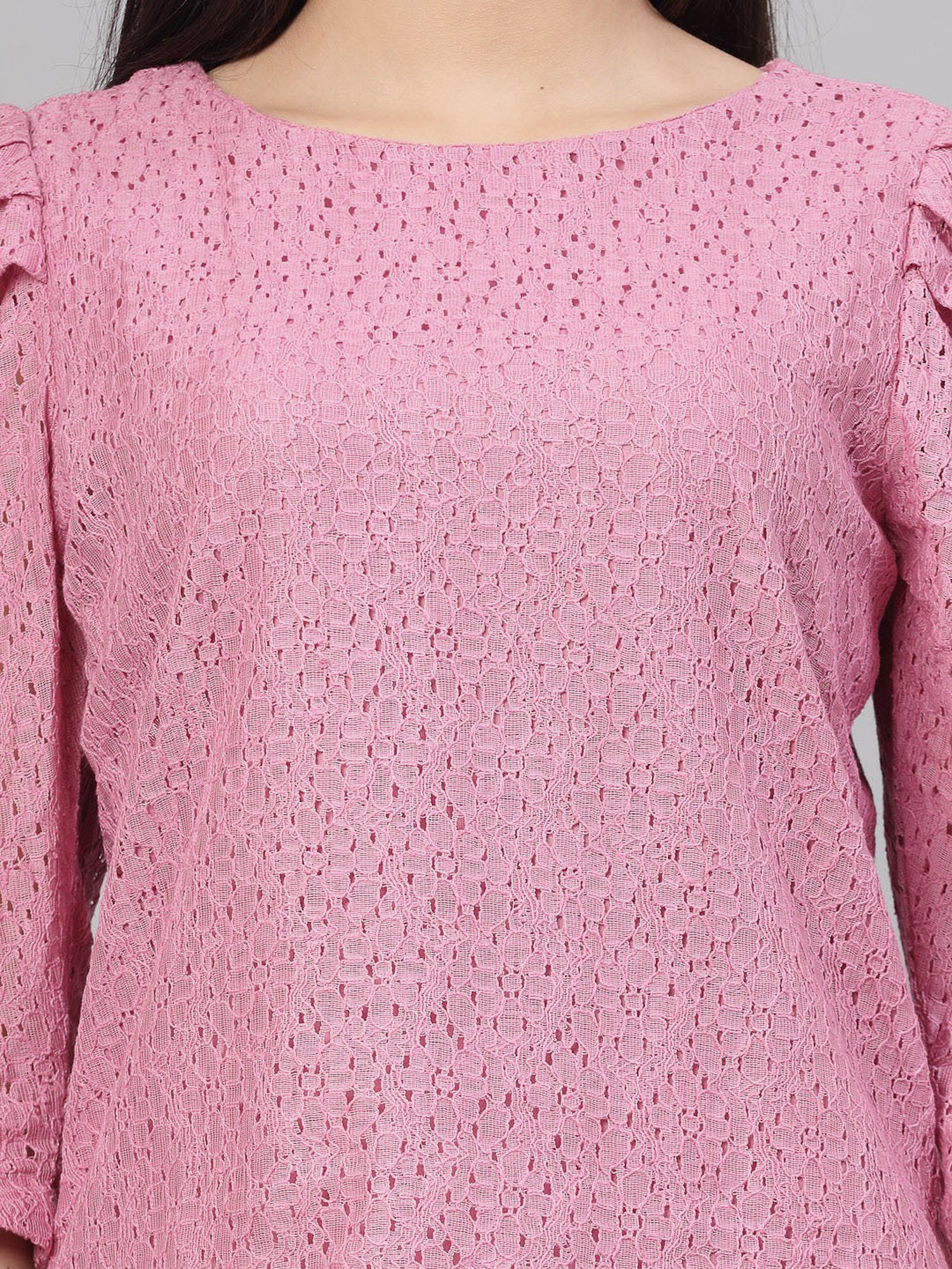 Style Quotient Pink Cotton Self Design Top