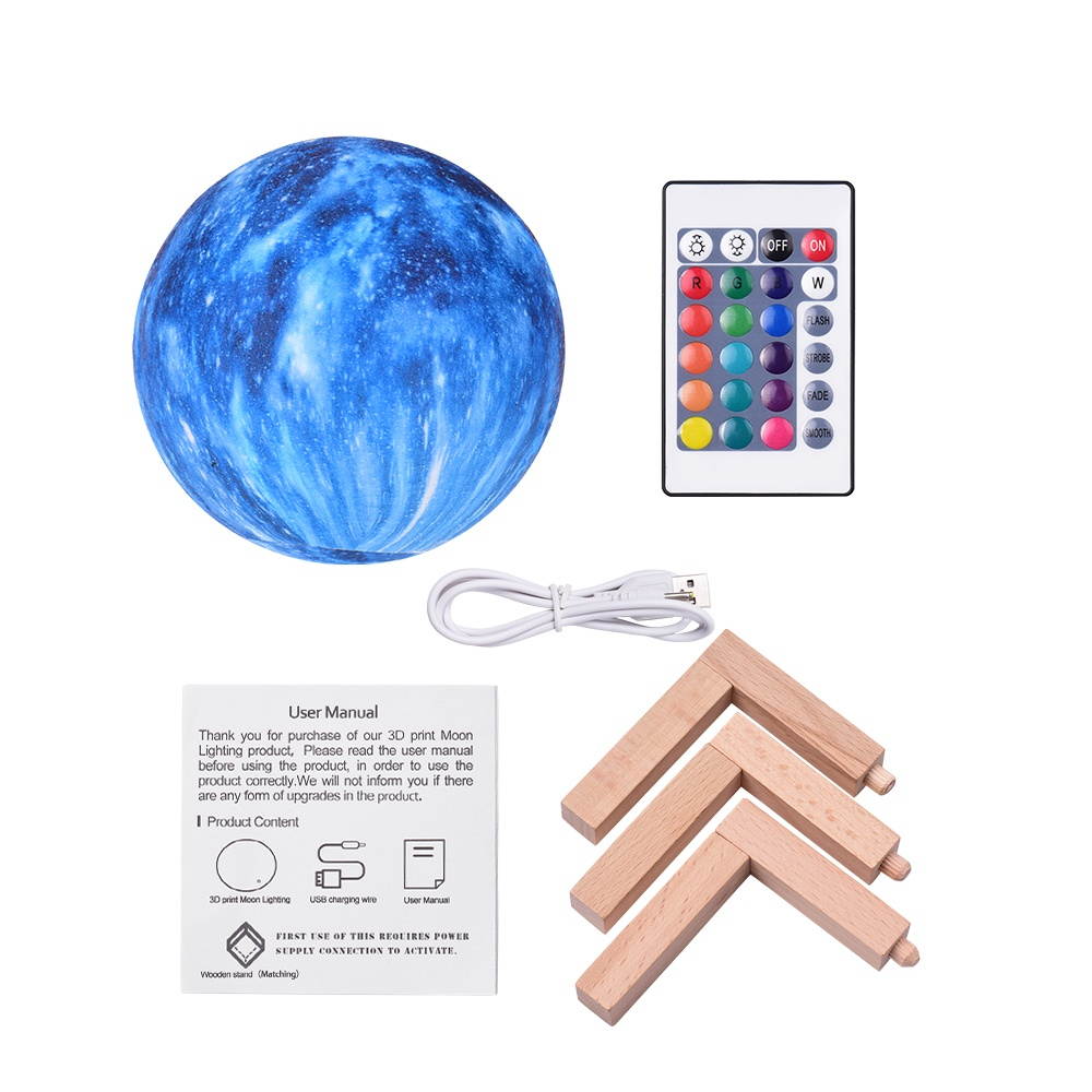 Aibecy LED Moon Lamp Moon Night Light 3D Printed Large Lunar Lamp with Stand USB Cable 16 Glowing Colors Remote Control & TouchControl Rechargeable Brightness Adjustable Home Light for Children Women