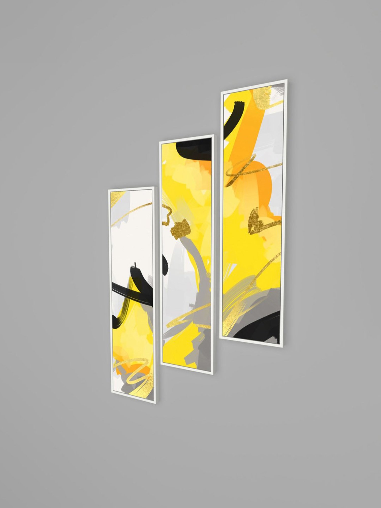 Art Street Printed Yellow Engineered Wood Wall Art (Set of 3)