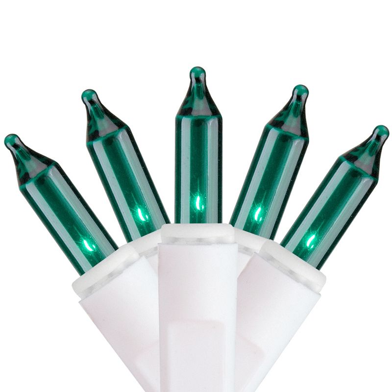 J. Hofert Co Set of 100 Green Everglow Icicle Christmas Lights, 6.6' White Wire