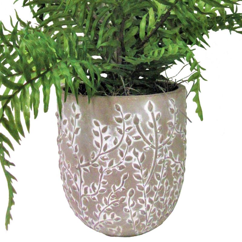 18" x 12" Artificial Boston Fern Plant in Decorated Cement Planter - LCG Florals