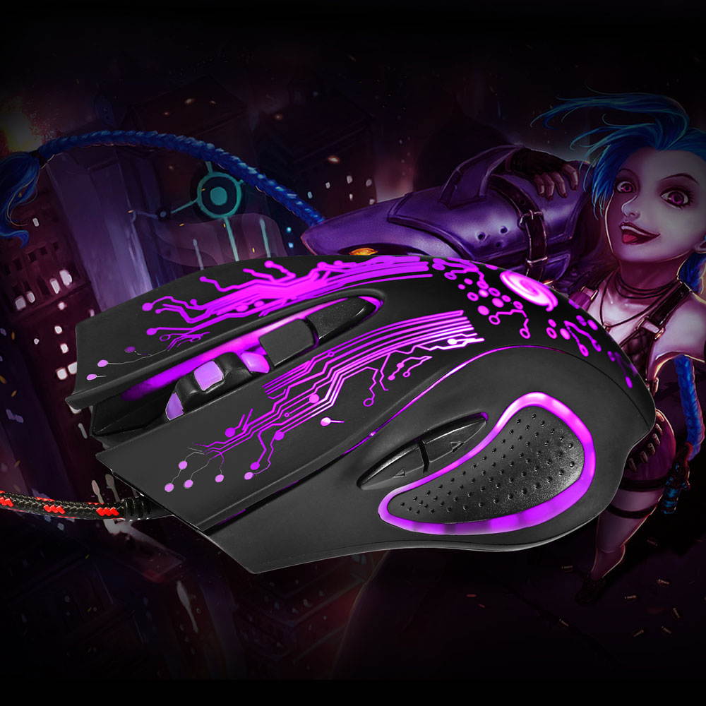 Ergonomic Design Mouse Colorful 5500DPI 6-Button LED USB Optical Wired Gaming Mouse for Pro Gamer