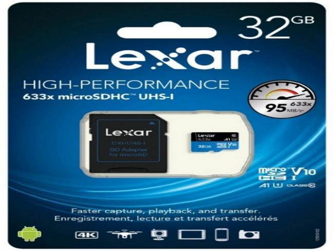 Lexar 32GB microSDHC Class 10 LSDMI32GBBAP633A Memory Card Retail with adapter