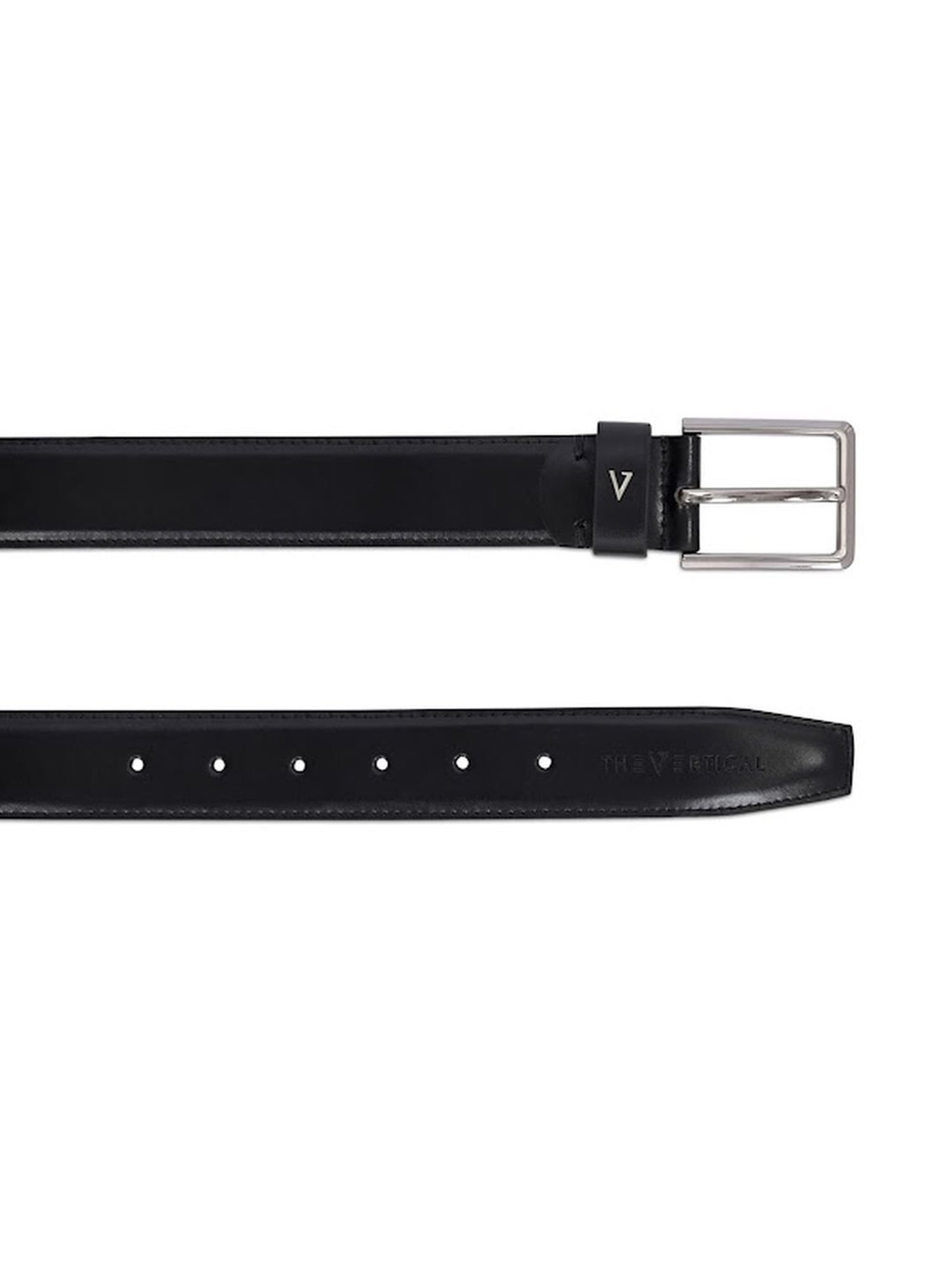 The Vertical Black Leather Formal Belt for Men