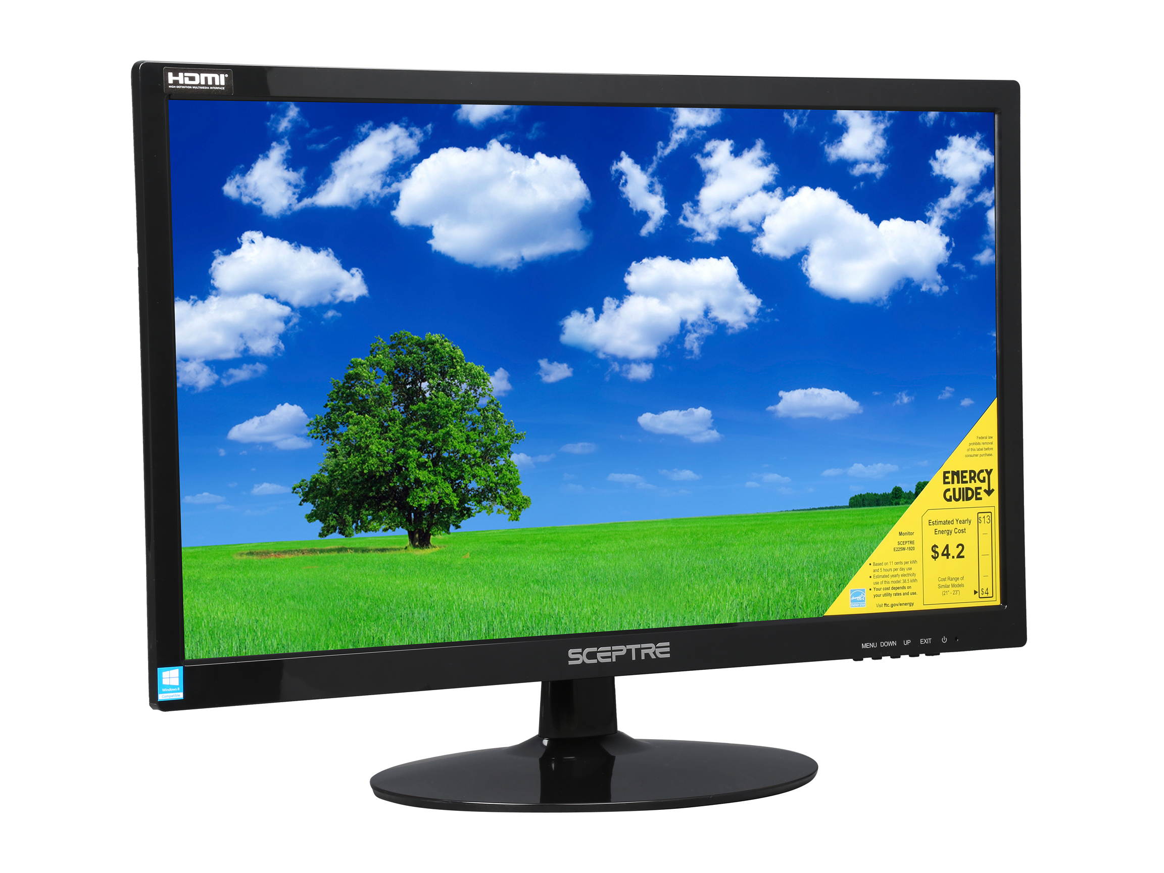 Sceptre E205W-1600 20" 1600 x 900 HD+ Resolution 75Hz 5ms 2xHDMI VGA Built-in Speakers Ultra Thin LED Backlit LCD Monitor
