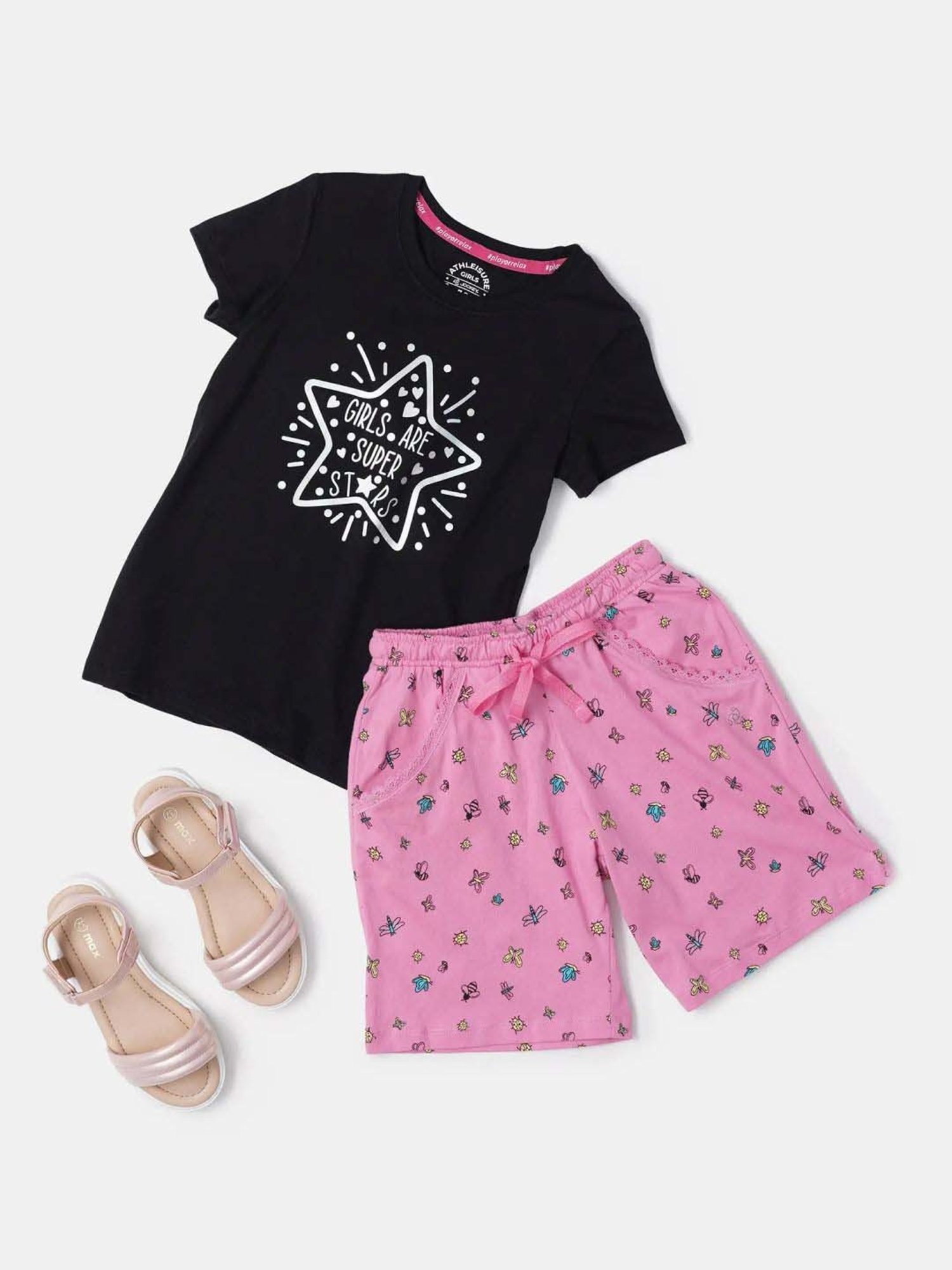 Jockey Kids Pink Cotton Printed Shorts