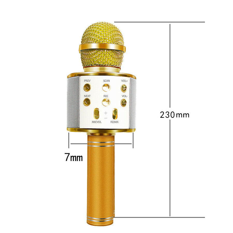 Wireless Bluetooth Karaoke Microphone KTV Mini Portable Speaker (Gold)