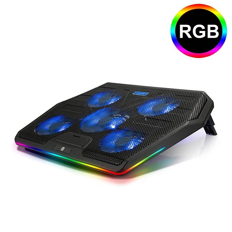 RGB Laptop Cooling Pad Cooler for 15617 Inch Laptop with 5 Quiet Fans and Touch Control 2 USB Port
