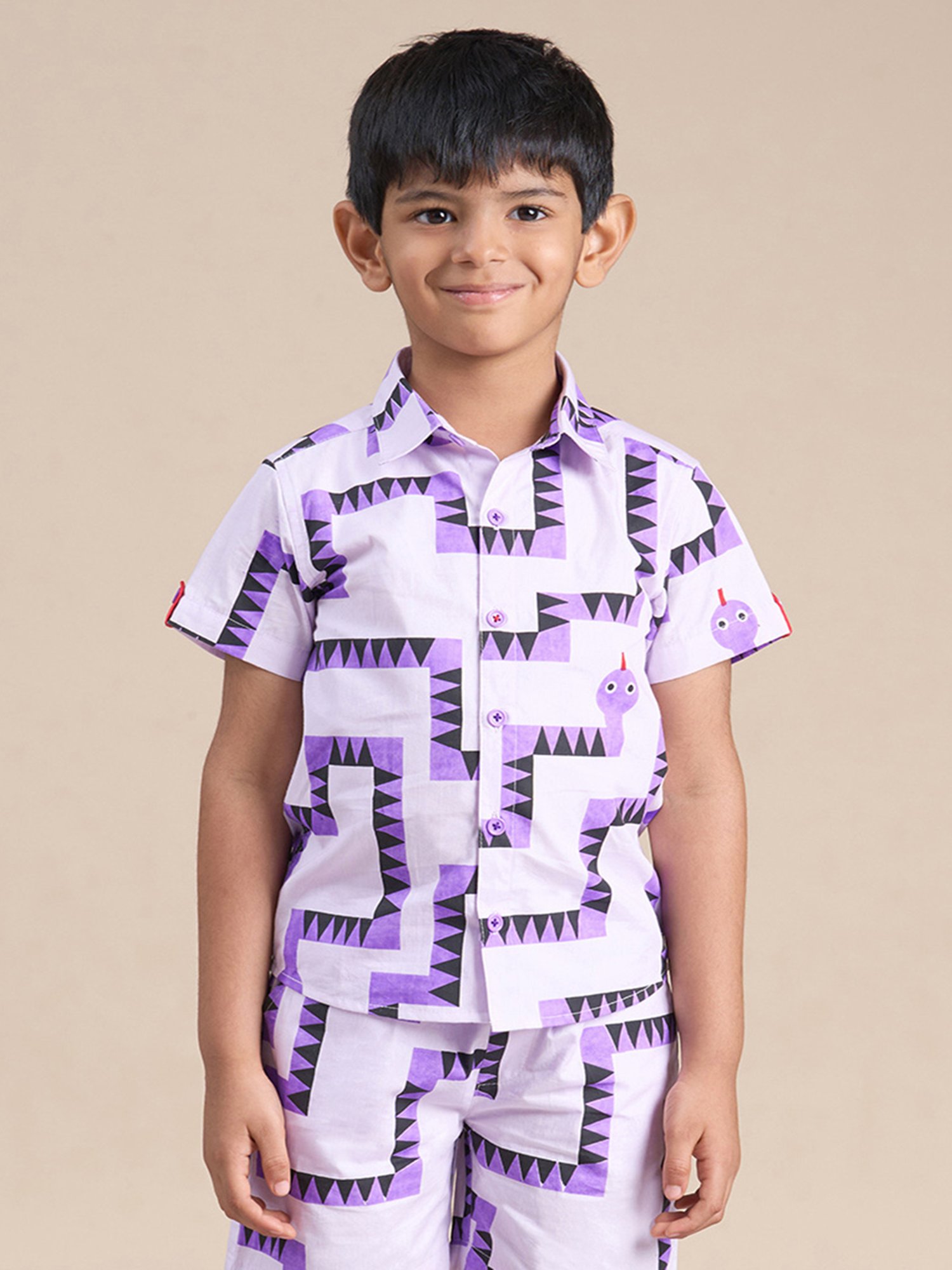 Lil Drama Kids Purple Printed Shirt