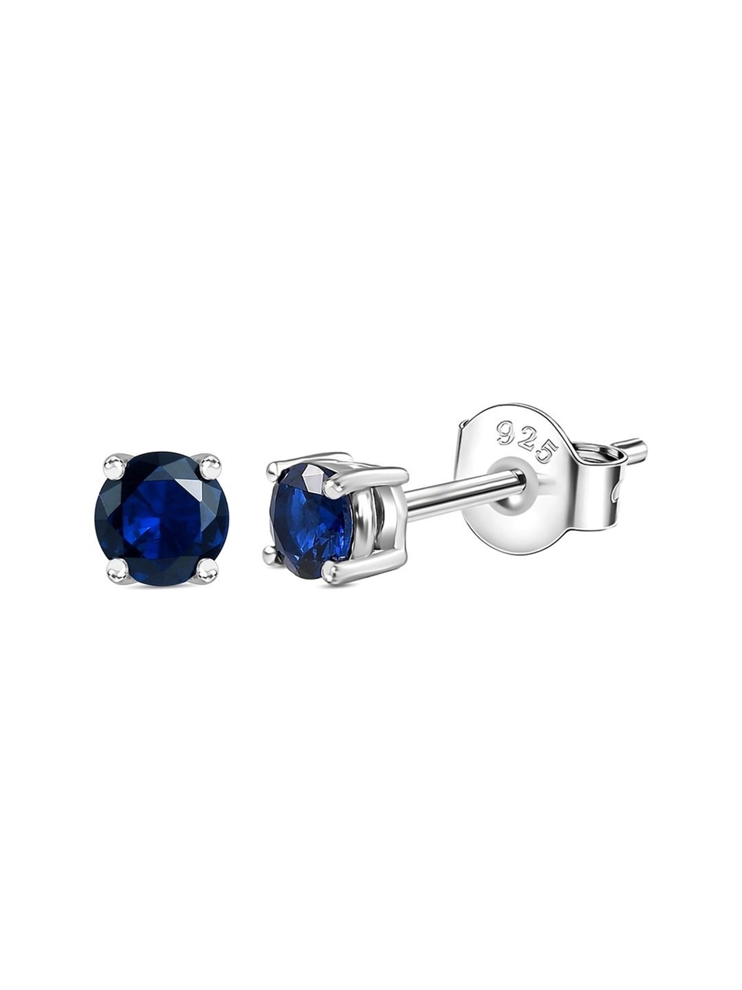 Ornate Jewels 92.5 Sterling Silver Blue Sapphire Studs Earring