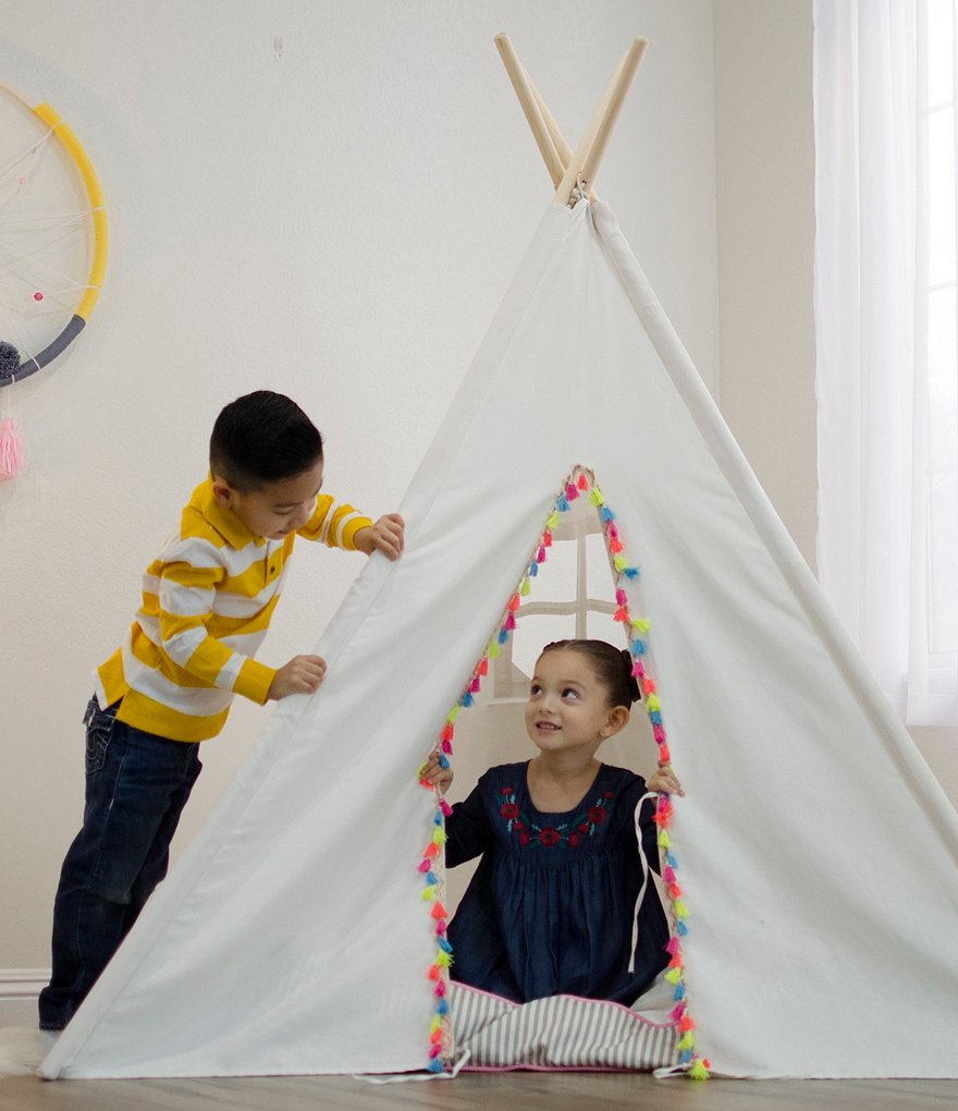 Wonder Wise by Asweets Painting Pom-Pom Trim Teepee Play Tent