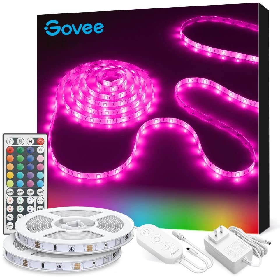 Govee LED Strip Lights 32.8FT RGB LED Lights with Remote Control 20 Colors and DIY Mode Color Changing LED Lights Easy Installation Light Strip for Bedroom Ceiling Kitchen (2x16.4FT)