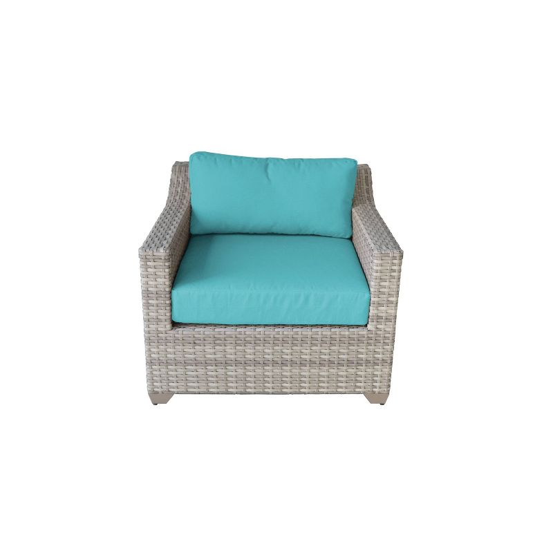 Nolin 7pc Sectional Weathered Brown Frame Sunbrella Spectrum Denim Fabric - La-Z-Boy