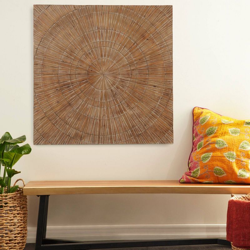 47" x 47" Large Square Wood Wall Decor with Radial Pattern - Olivia & May