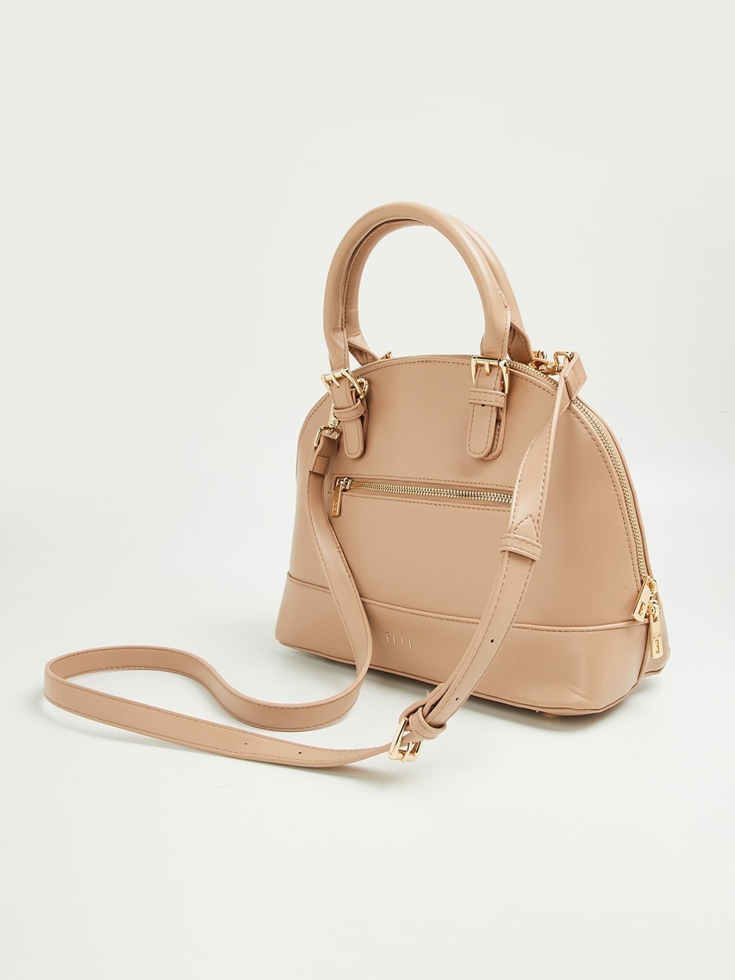 Elle Beige Solid Handbag