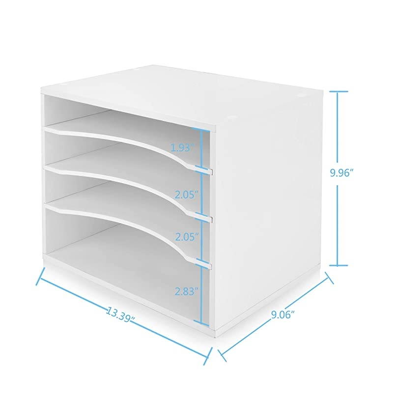 Wood Desktop Organizer Paper Storage Letter Tray File Sorter for Home OfficeWhite