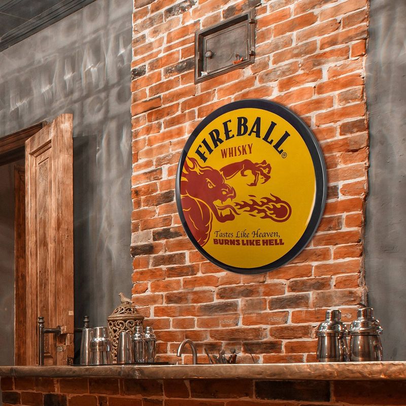 Fireball Whiskey Dome Metal Sign Yellow/Red - Crystal Art Gallery