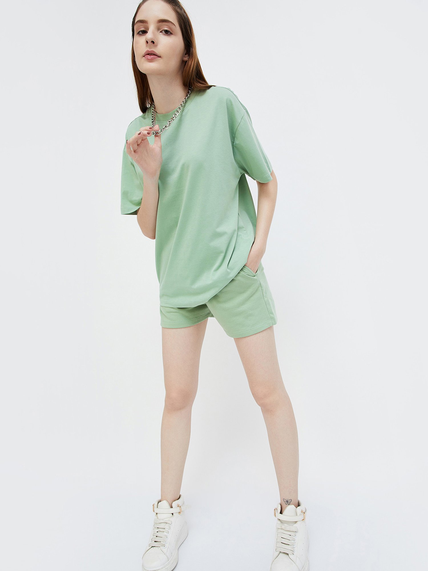 Ginger by Lifestyle Sage Green Regular Fit T-Shirt