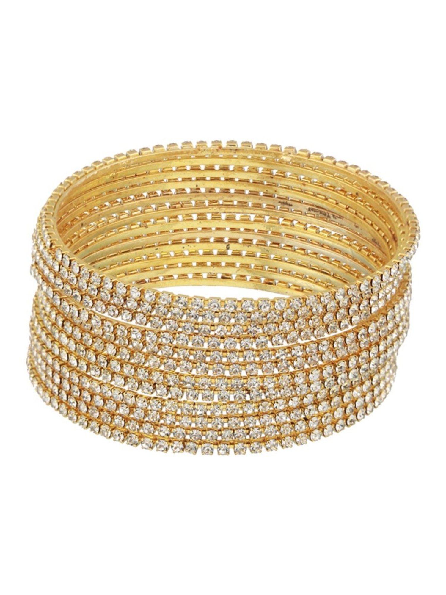 Aatmana Gold-Plated & CZ Studded Bangles for Women (Set of 12) - 2.8