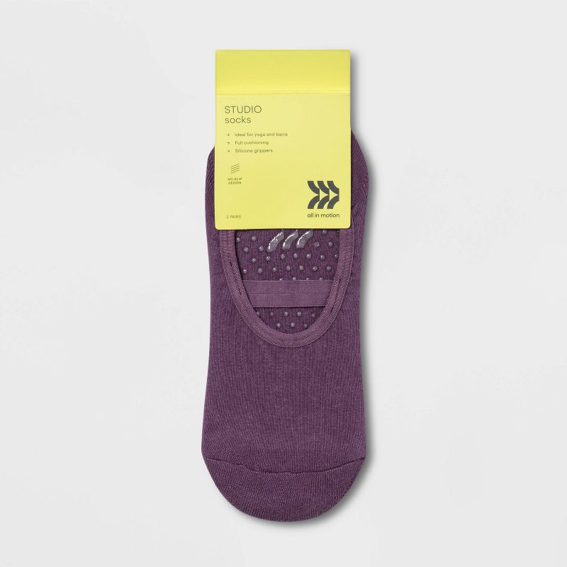 Solid Barre Liner Socks Brown/Purple 2pk - All in Motion™