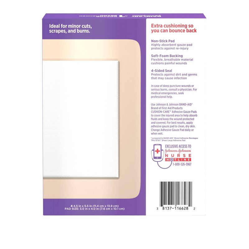 Band-Aid Brand First Aid Adhesive Gauze Pad - 4.5in x 5.5in - 4ct