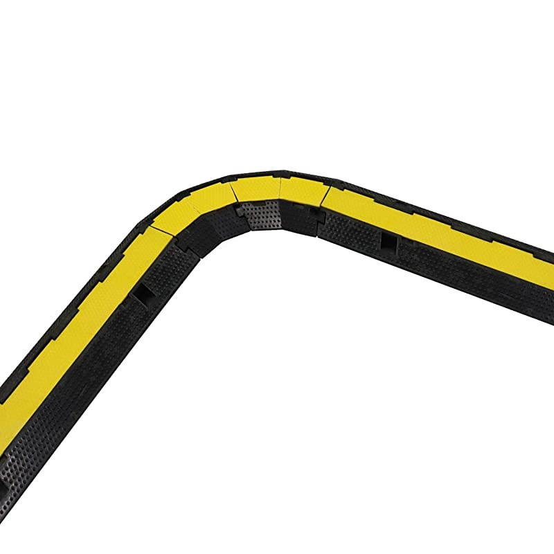 4 Pack 2Channel LeftTurn Rubber Cable Protector Ramp Corners 45 Degree for Cord Hose Track Protective Cover Ramps Driveway Traffic Speed Bumps Wires Concealer for Garage Parking Lot RV SUV