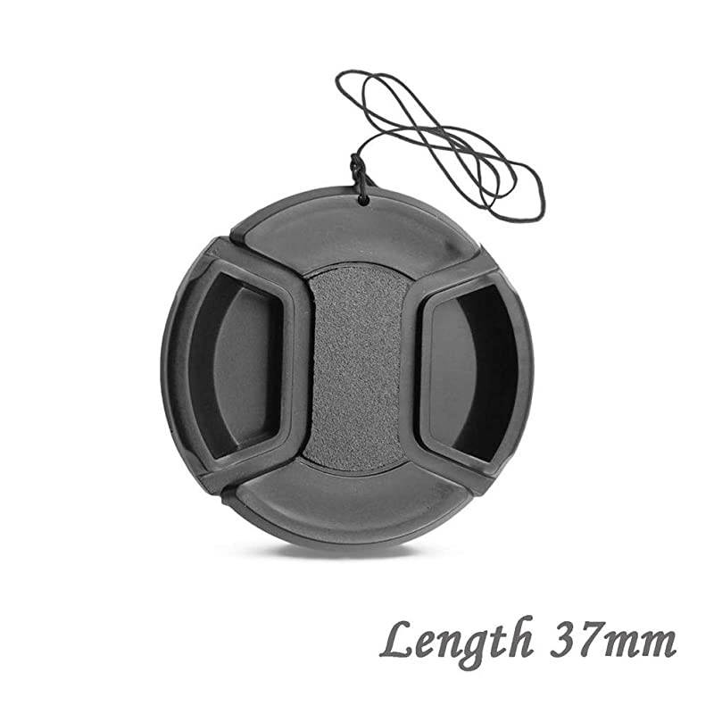 Lens Cap Snap-On Center Pinch Front Lens Cover with Strap Compatible for Canon Nikon Sony Fujifilm Olympus (37mm)