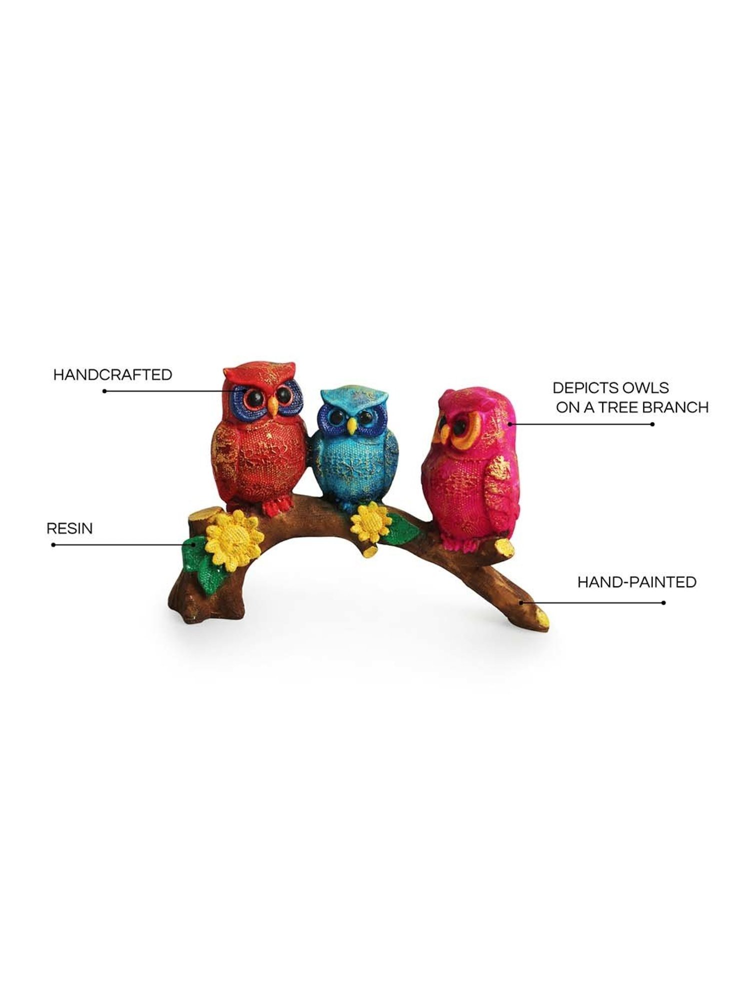 ExclusiveLane Multicolor Resin Owl Buddies Showpiece
