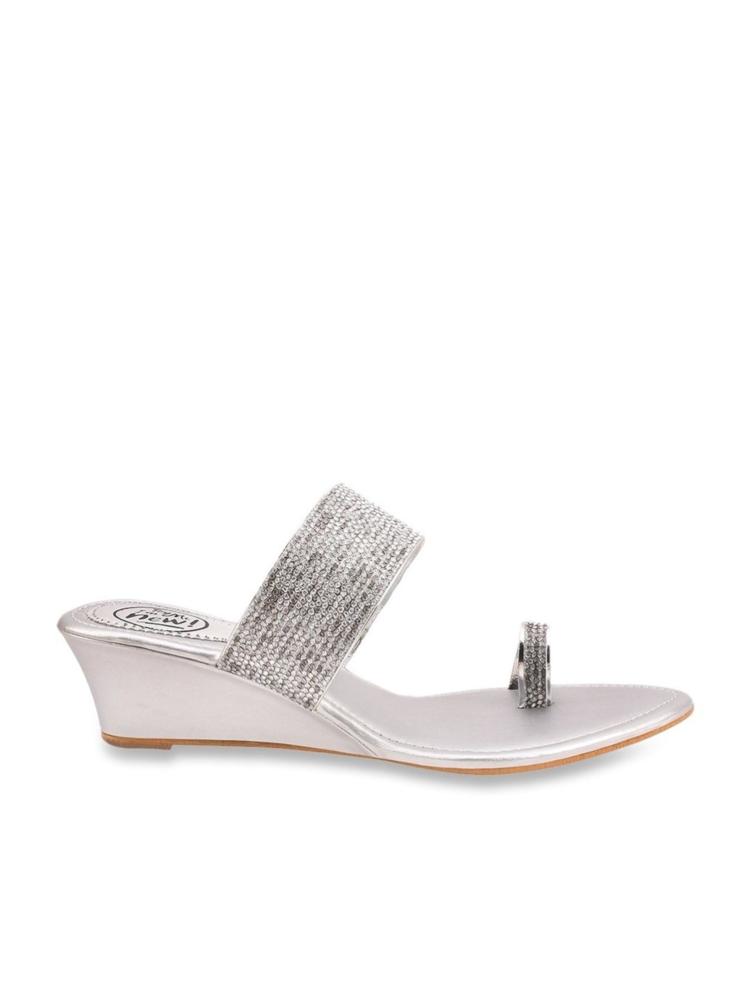 The White Pole Women's Silver Toe Ring Wedges