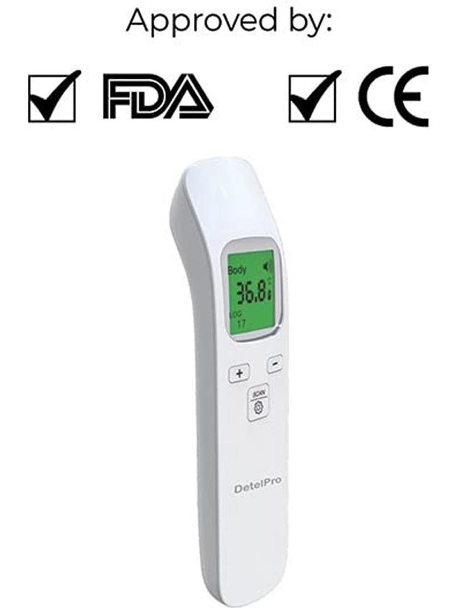 DETELPRO DT09+ Digital Non Contact Infrared Forehead Thermal Scanner (White)