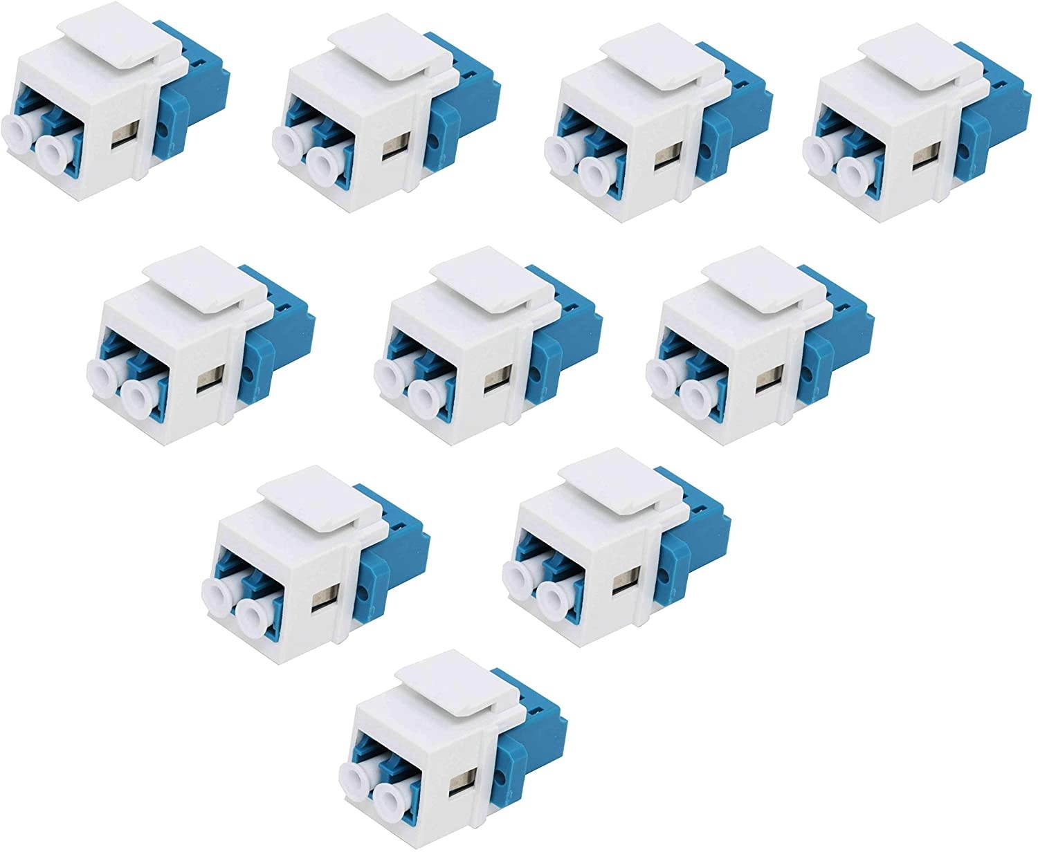 diyTech Fiber Optic Keystone Jack ?C LC Duplex Singlemode Fiber Jack for Keystone Fiber Optic Wall Plate LC Fiber Patch Panel ?C (10-Pack)