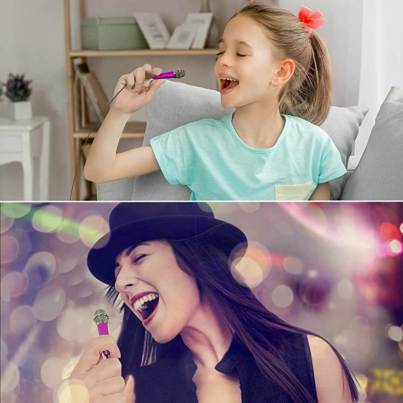 Mini Portable Vocal/Instrument Microphone For Mobile phone laptop Notebook Apple iPhone Sumsung Android With Holder Clip - Rose Red