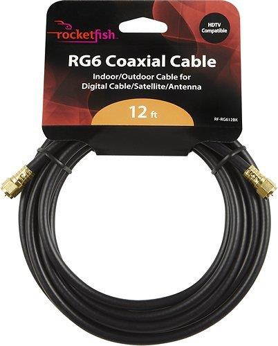 Rocketfish&trade; - 12 RG6 In-Wall Indoor/Outdoor Coaxial A/V Cable - Black