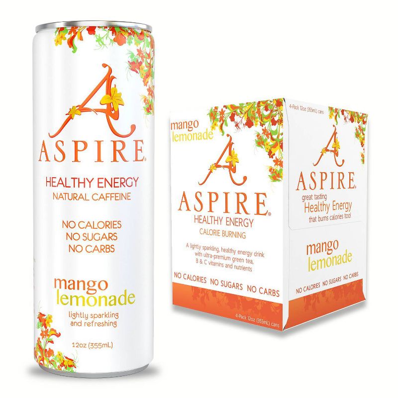 Aspire Healthy Energy Mango Lemonade - 4pk/12 fl oz Cans