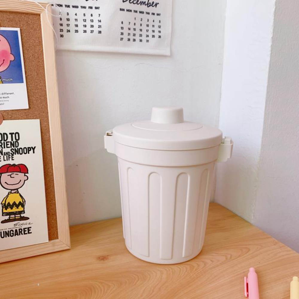 1 Pcs Desktop Trash Can Simple Solid Storage Color Desktop Pencil Pen Holders Stand with Cover Stationery Cosmetic Sundry Storage Box Manage Case