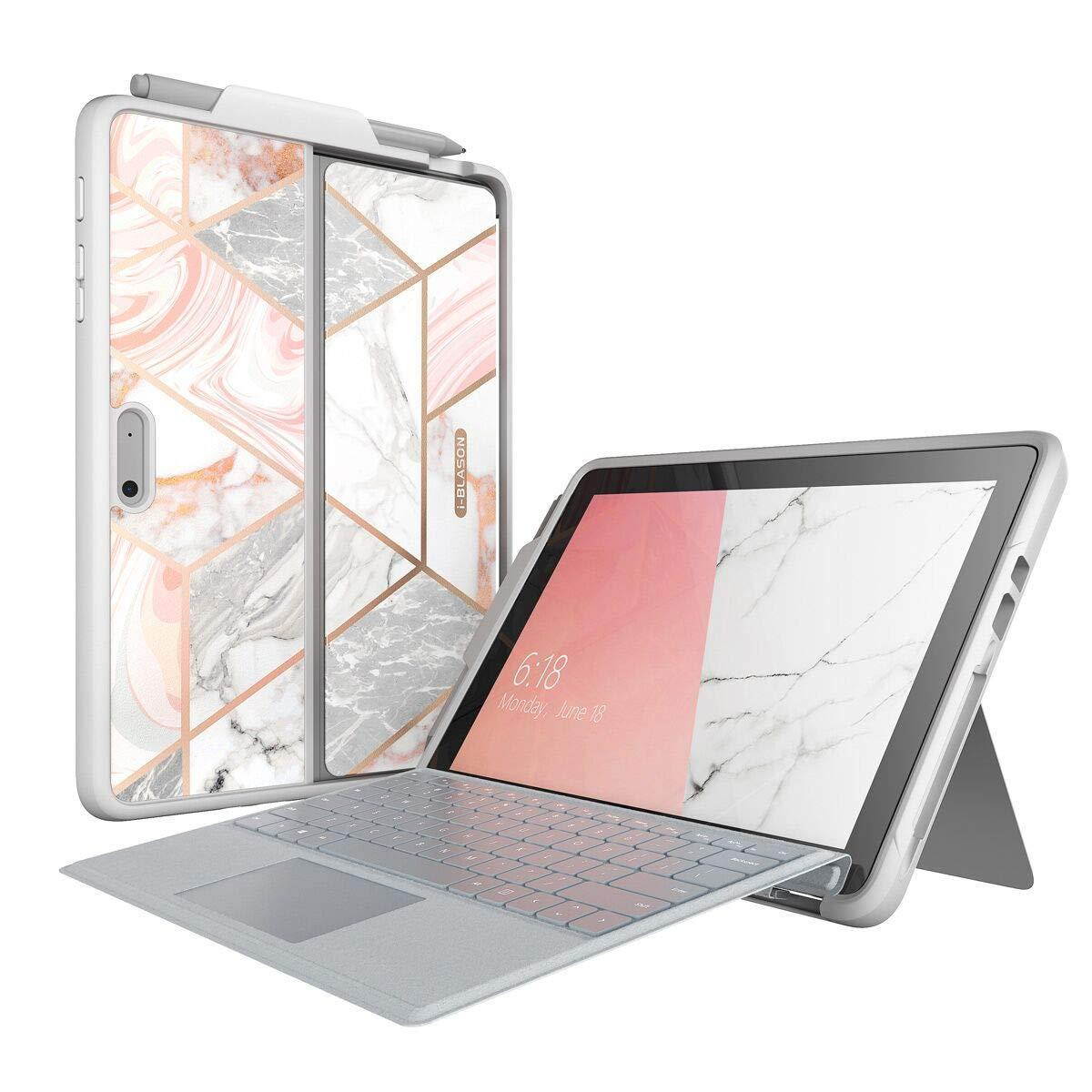 Microsoft Surface Go Case, i-Blason [Cosmo] Slim Glitter Protective Bumper Case Cover with Pen Holder Compatible with Type Cover Keyboard for Surface Go Tablet 10 Inch (2018 Release) (Marble)