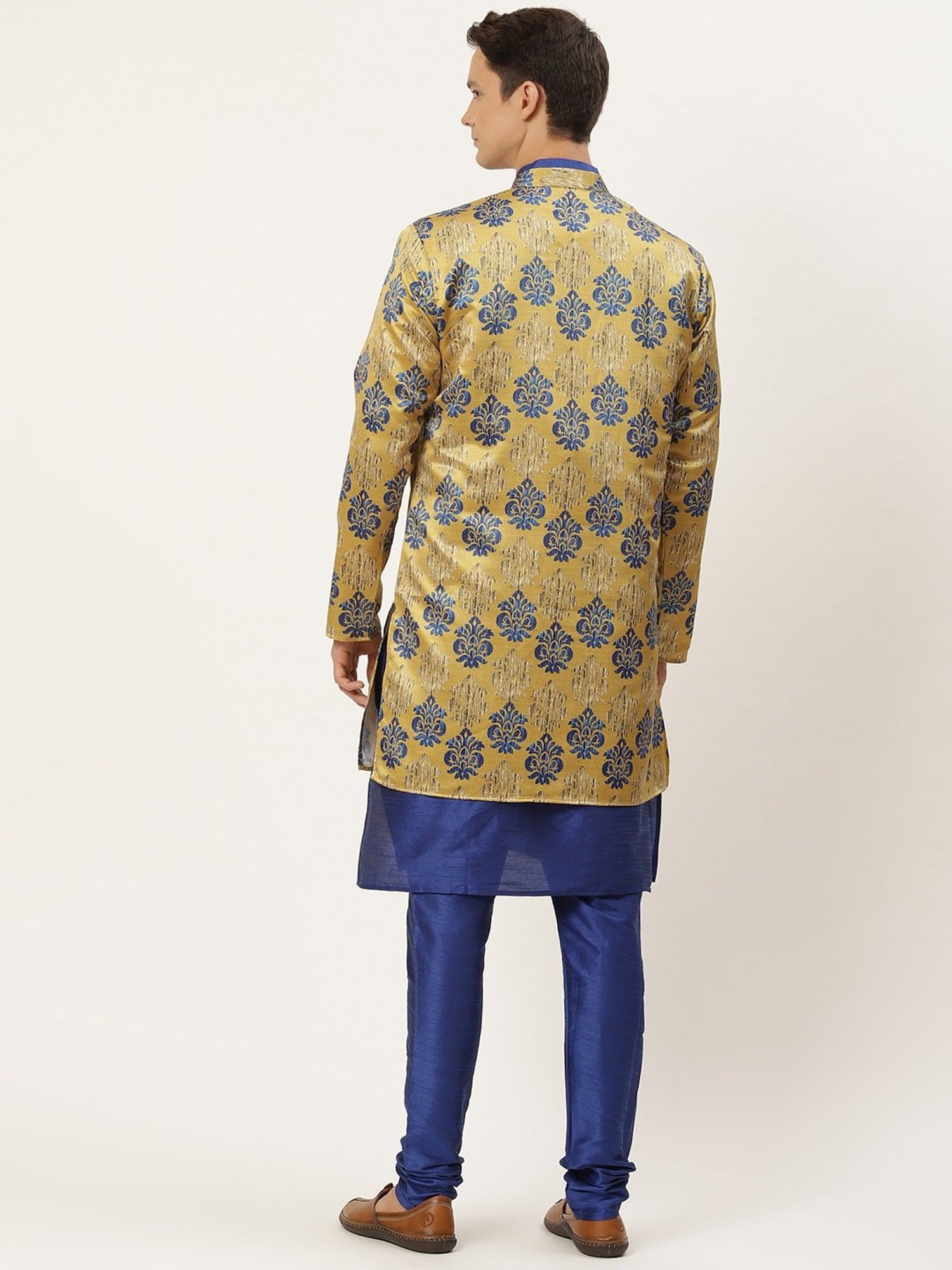 Sojanya Blue Regular Fit Printed Kurta Set With Jacket