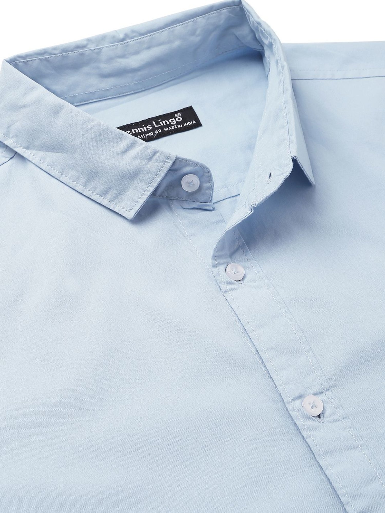 Dennis Lingo Blue Cotton Slim Fit Shirt