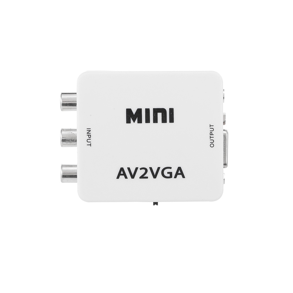AV to VGA Adapter 1080P HD Mini VGA Converter ABS Shell Video Converter for STB/Computer (White)