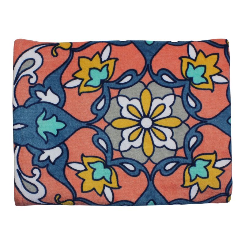 Morroccan Carpet Printed Beach Towel - Peach & Oak