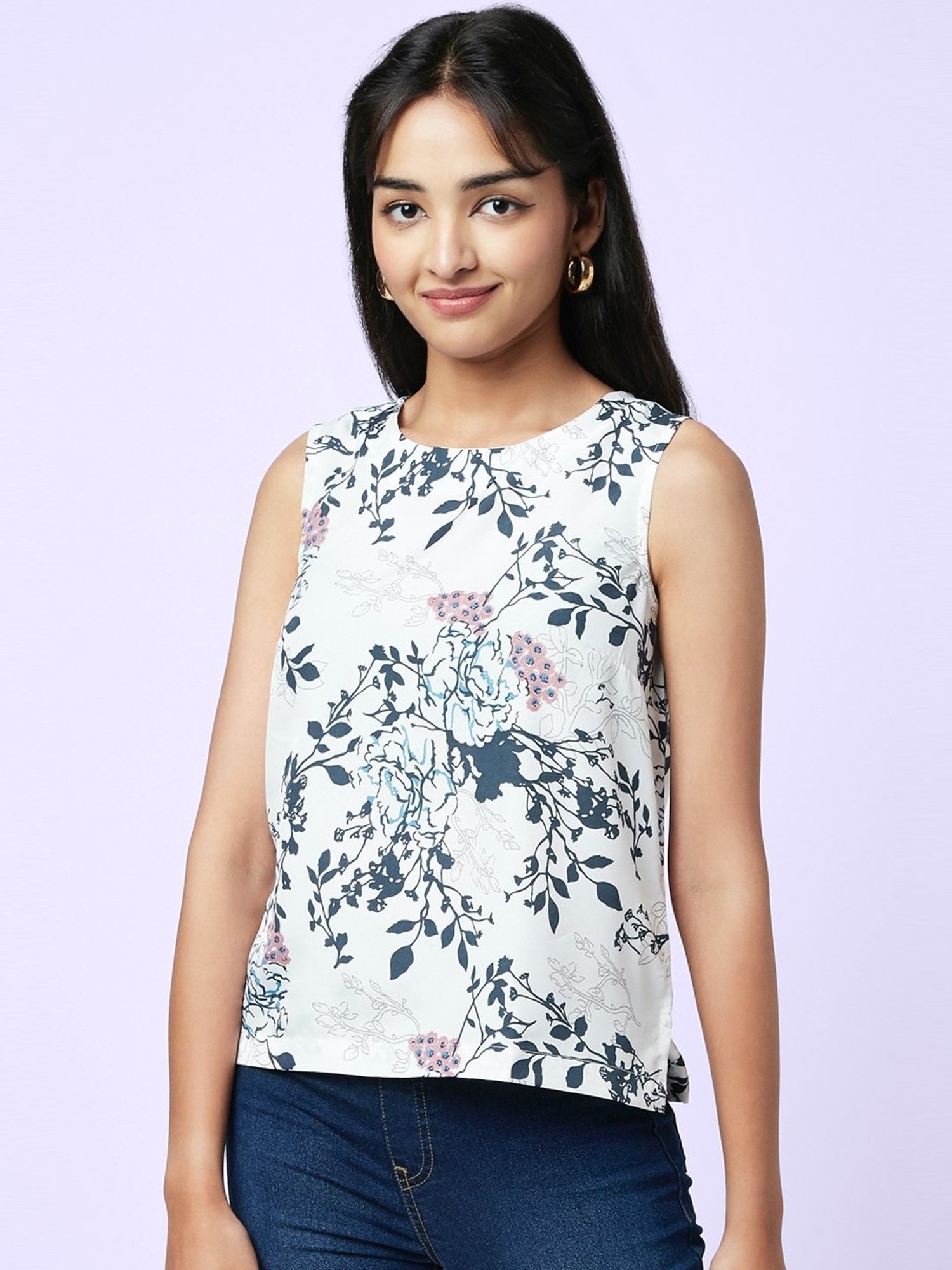 YU by Pantaloons White Printed Top